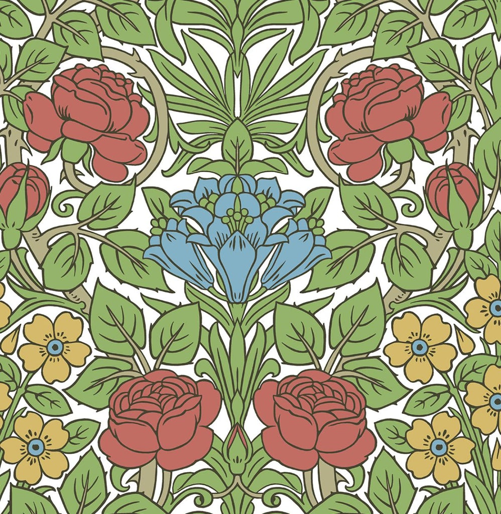 Seabrook Vintage Rose Multicolored Wallpaper