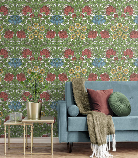 Seabrook Vintage Rose Multicolored Wallpaper