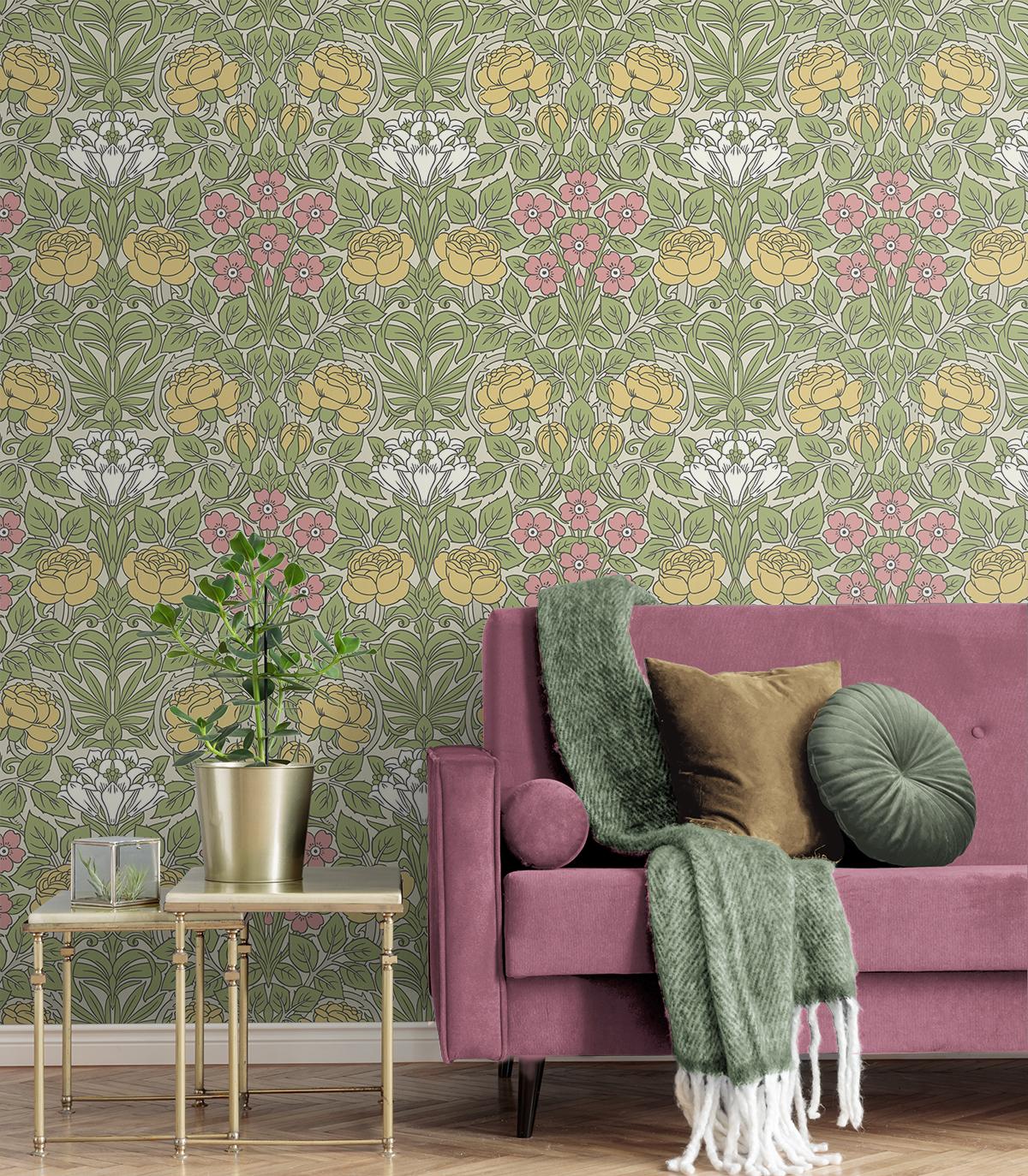 Seabrook Vintage Rose Multicolored Wallpaper