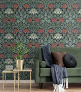 Seabrook Vintage Rose Blue Wallpaper