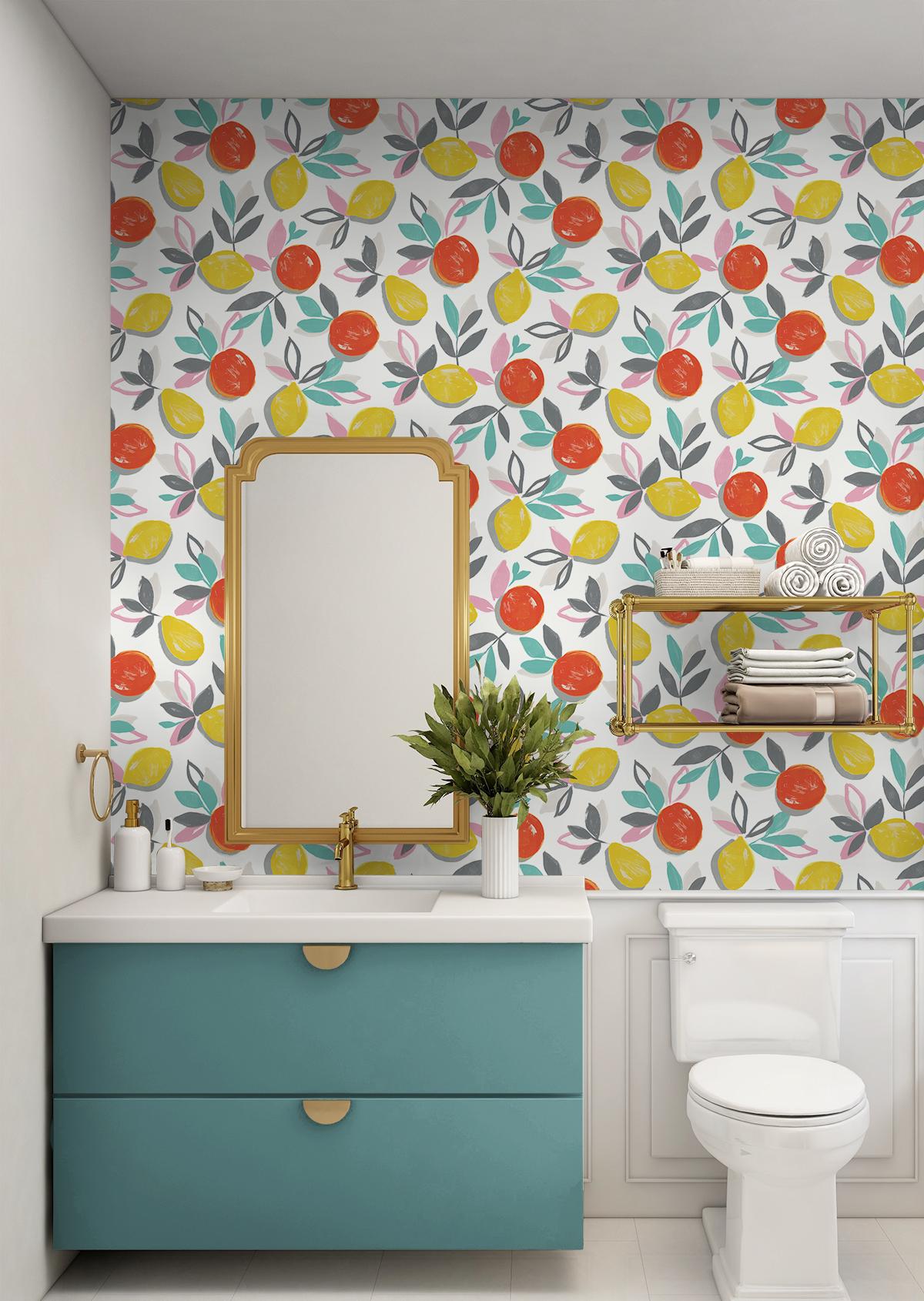 Seabrook Fruit Toss Multicolored Wallpaper
