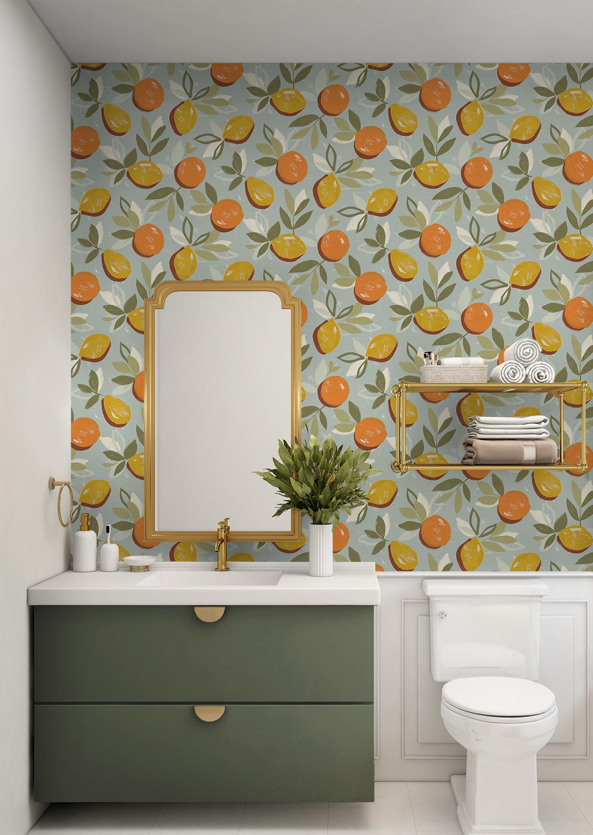 Seabrook Fruit Toss Grey Wallpaper