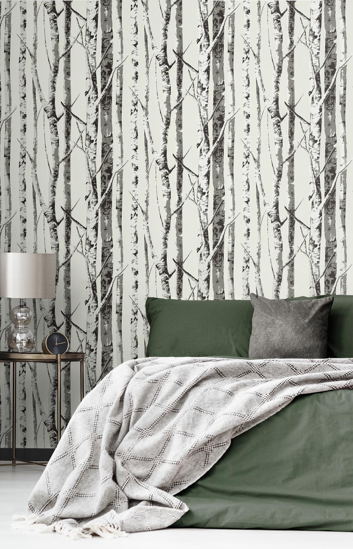 Seabrook Winter Birch Grey Wallpaper