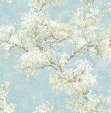 Seabrook Cherry Blossom Grove Blue Mist & Green Tea Wallpaper