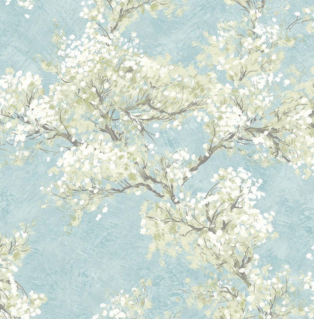 Seabrook Cherry Blossom Grove Blue Wallpaper