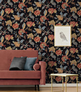 Seabrook Kianna Jacobean Black Wallpaper