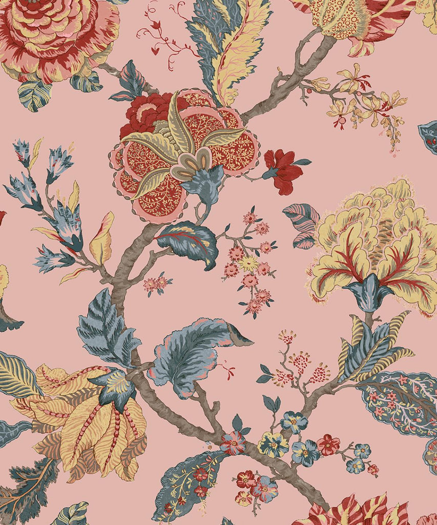 Seabrook Kianna Jacobean Pink Wallpaper