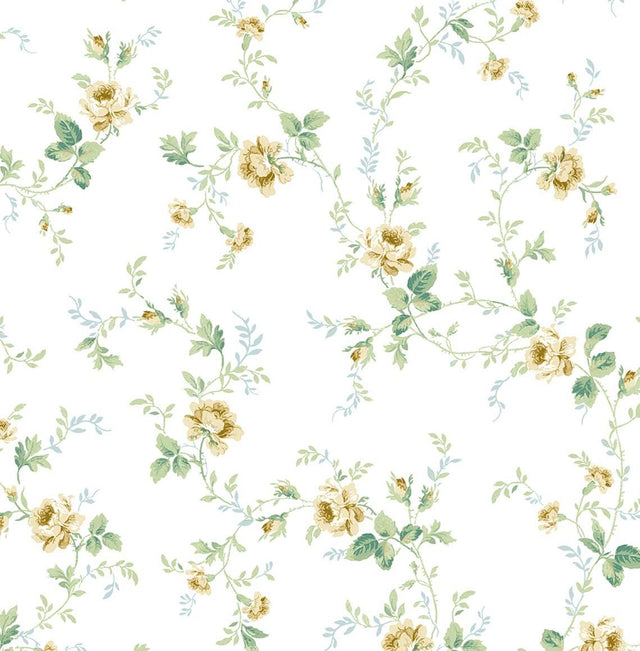 Seabrook Blossom Floral Trail Wheatfield & Sage Wallpaper