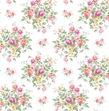 Seabrook Floral Bunches Watermelon & Buttercup Wallpaper