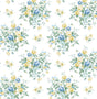 Seabrook Floral Bunches Blue Stream & Buttercup Wallpaper