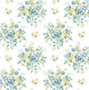 Seabrook Floral Bunches Blue Stream & Buttercup Wallpaper