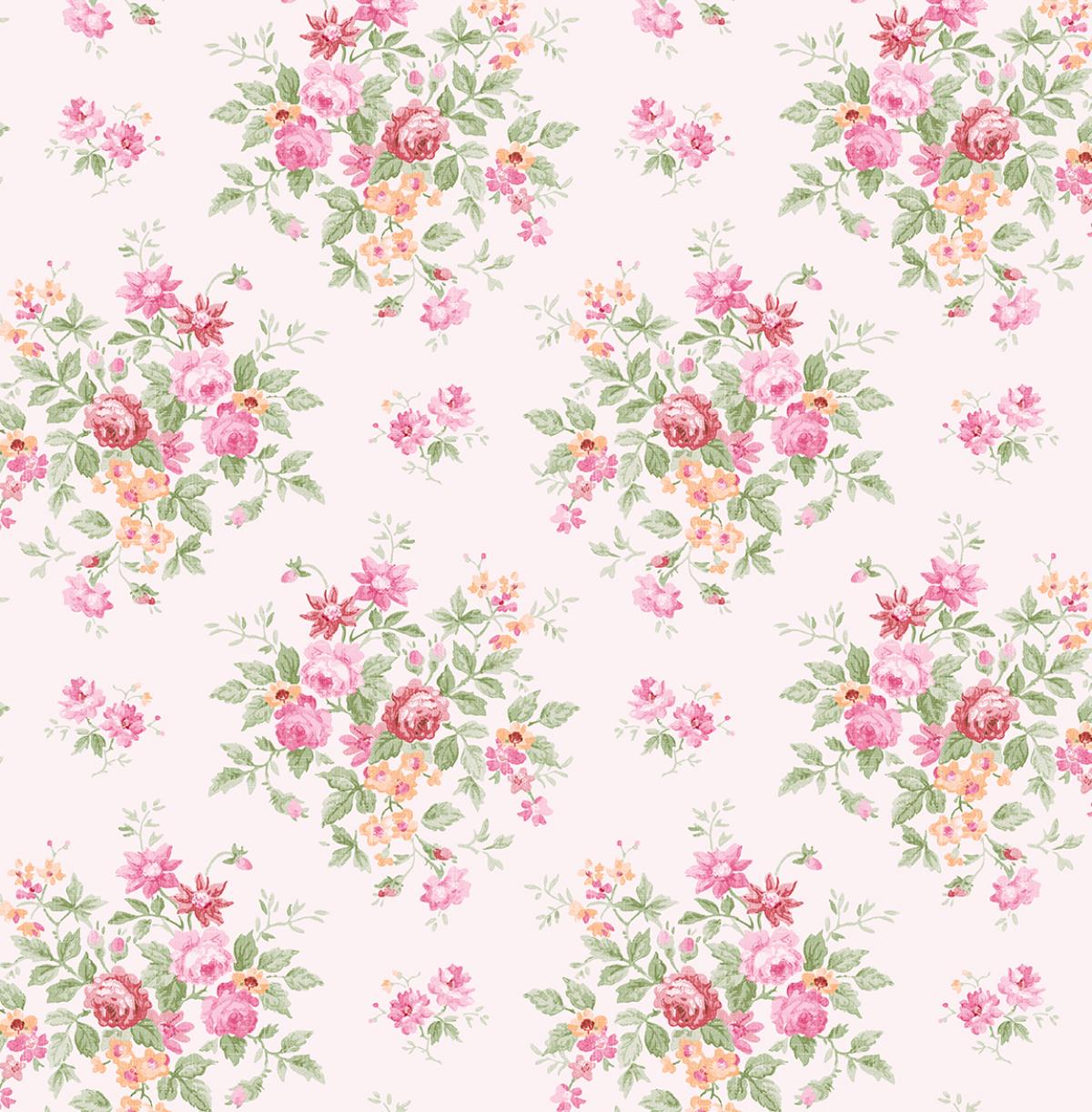 Seabrook Floral Bunches Posy Pink Wallpaper