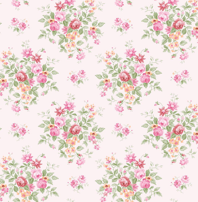 Seabrook Floral Bunches Posy Pink Wallpaper