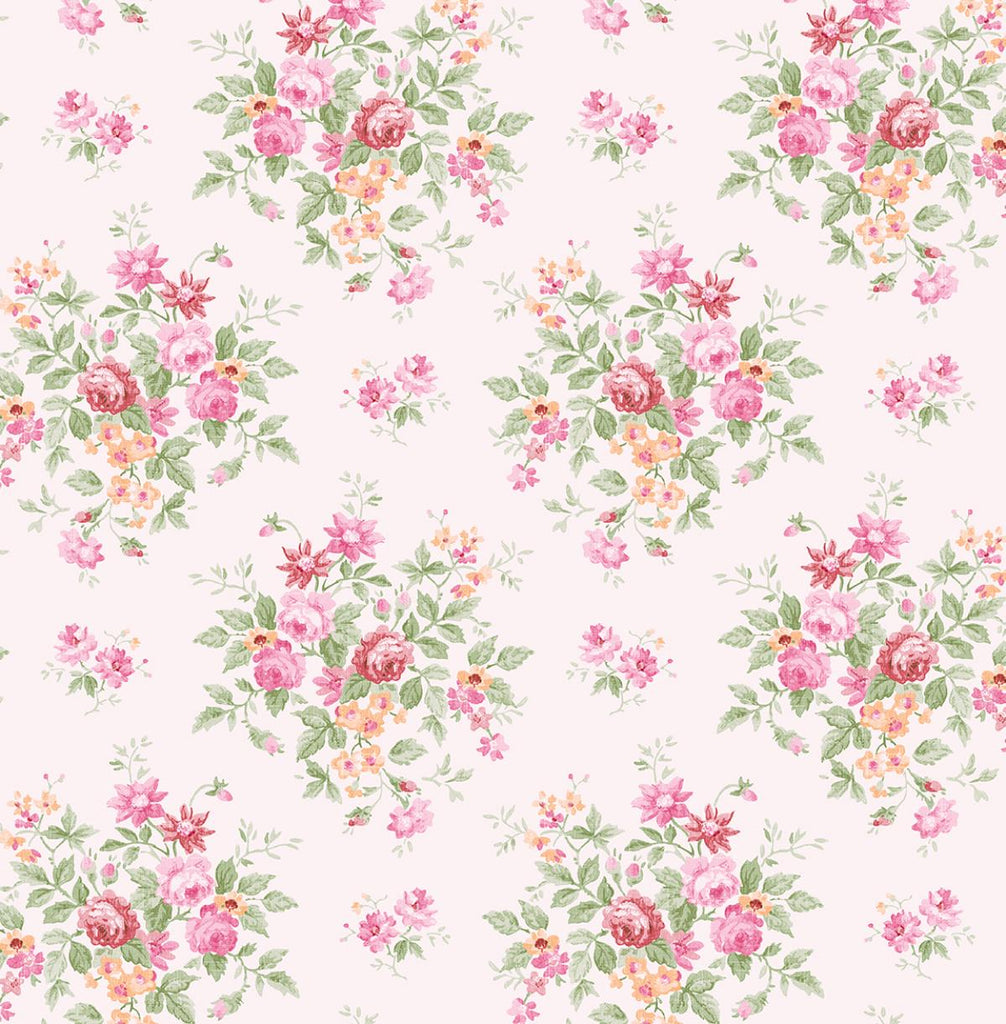 Seabrook Floral Bunches Pink Wallpaper