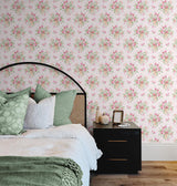 Seabrook Floral Bunches Pink Wallpaper