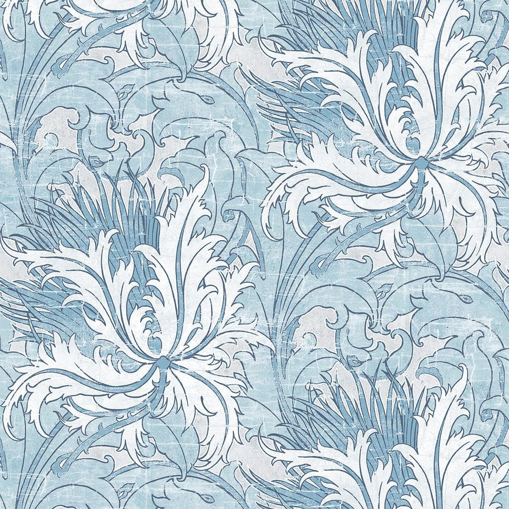 Seabrook Floral Folly Blue Wallpaper