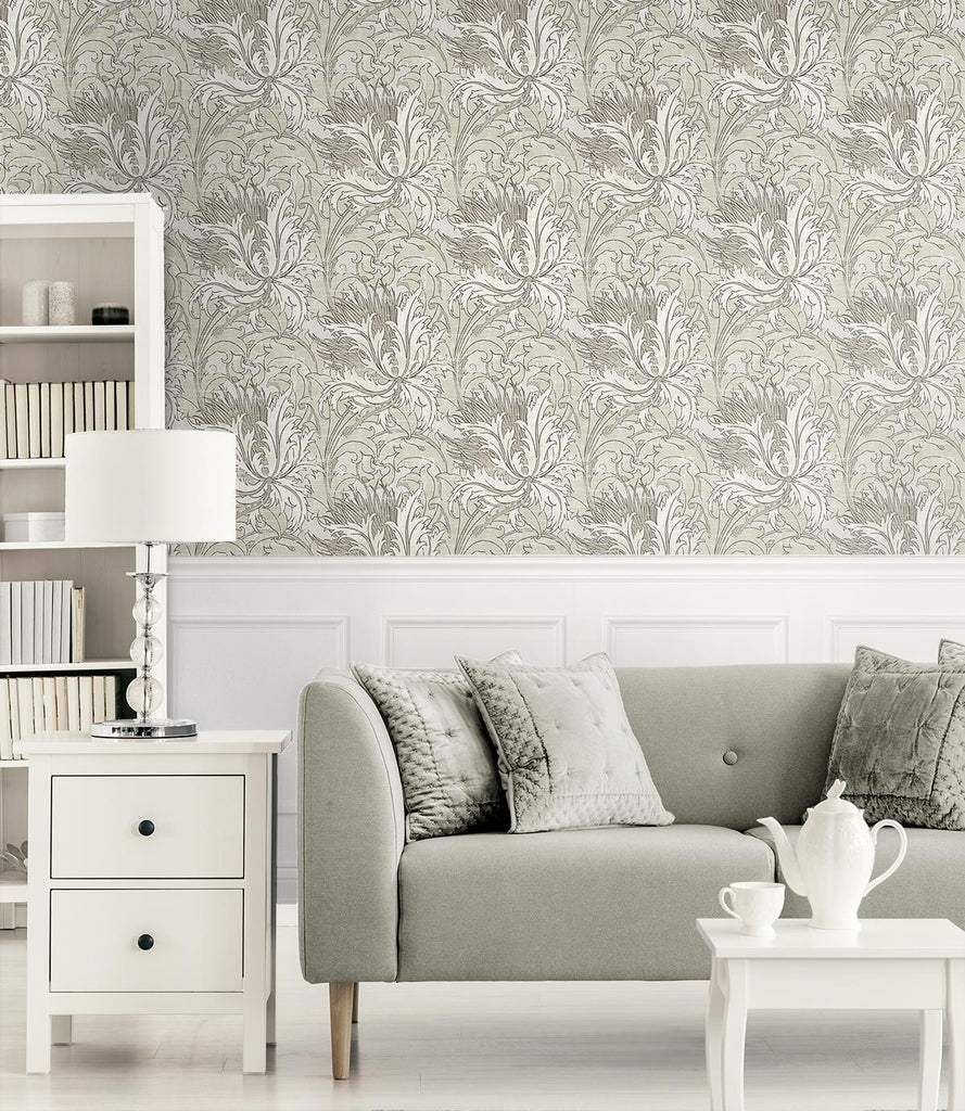 Seabrook Floral Folly Grey Wallpaper