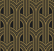 Seabrook Deco Geometric Arches Ebony & Metallic Gold Wallpaper