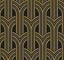 Seabrook Deco Geometric Arches Ebony & Metallic Gold Wallpaper