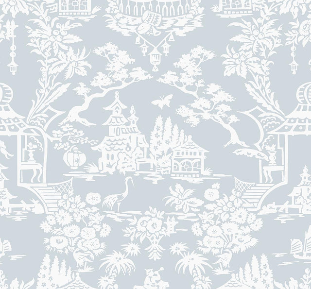 Seabrook Garden Chinoiserie Blue Dusk Wallpaper