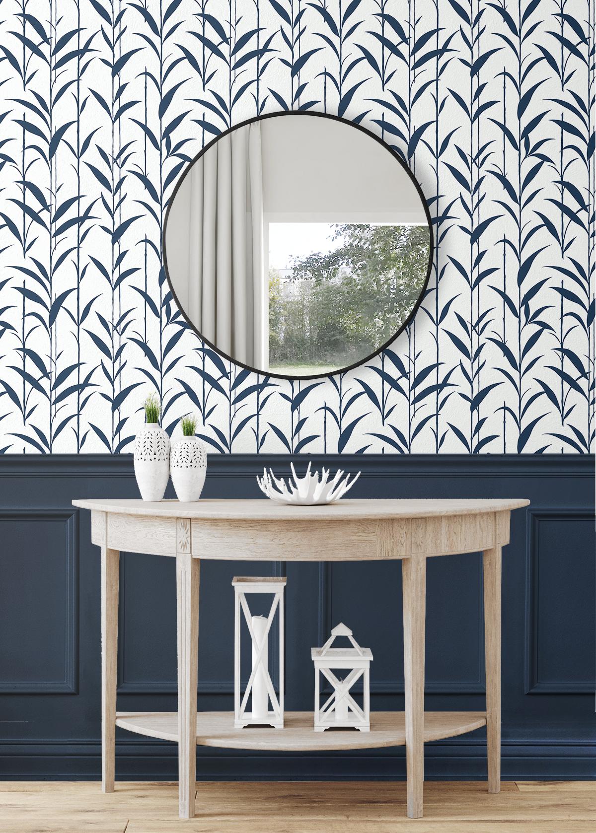 Seabrook Bamboo Silhouette Blue Wallpaper