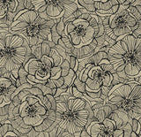 Seabrook Ellie Graphic Floral Gold Shimmer & Ebony Wallpaper