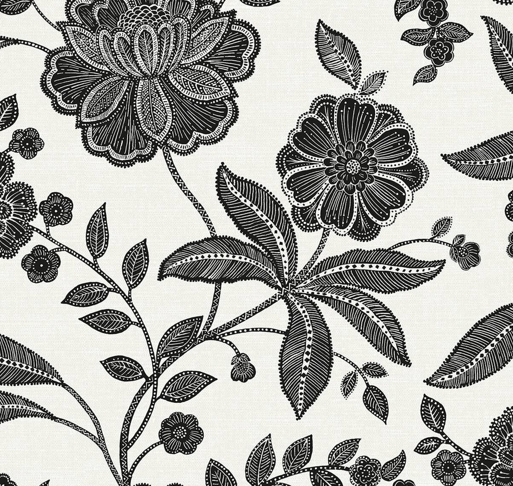 Seabrook Julian Jacobean Floral Black Wallpaper
