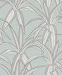Seabrook Tossed Cradle Plant Blue Mist Wallpaper