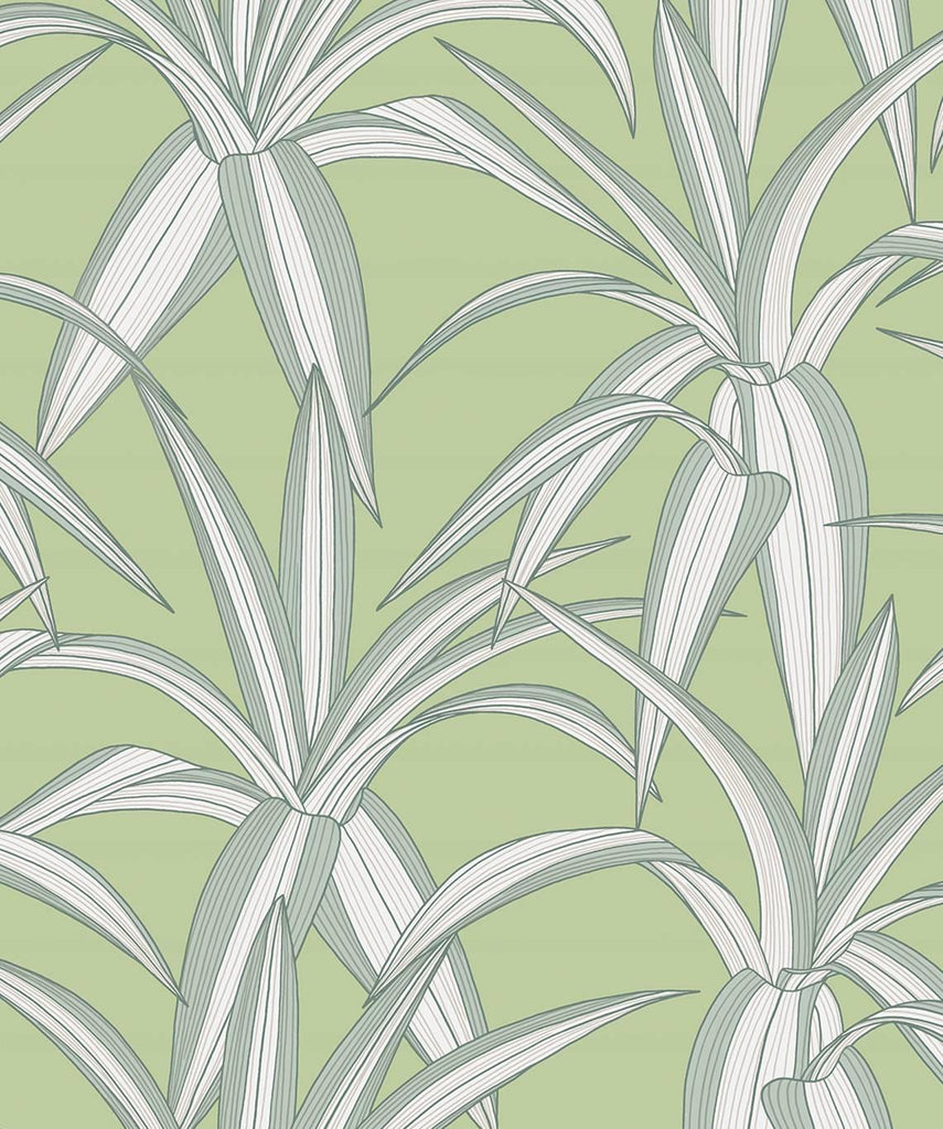 Seabrook Tossed Cradle Plant Green Wallpaper
