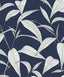 Seabrook Pinstripe Leaf Trail Dark Blue Wallpaper
