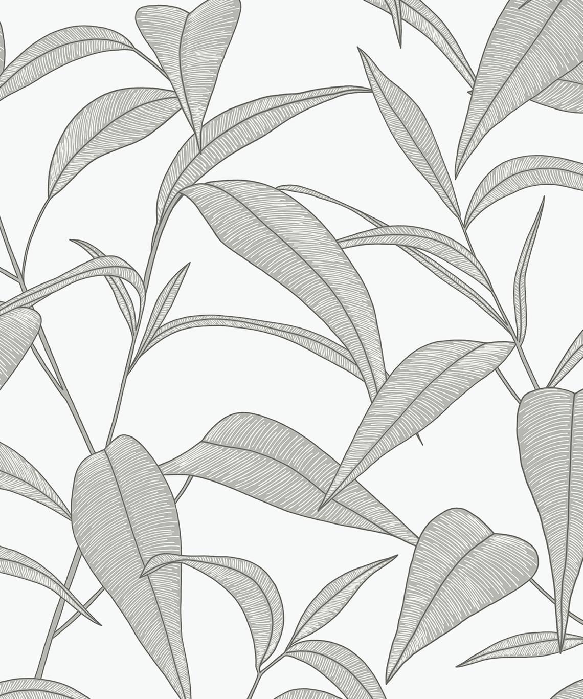 Seabrook Pinstripe Leaf Trail Greystone Wallpaper