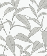 Seabrook Pinstripe Leaf Trail Greystone Wallpaper