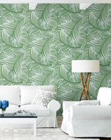 Seabrook Tossed Palm Fronds Green Wallpaper