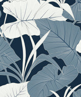 Seabrook Elephant Leaves Blue Lagoon Wallpaper