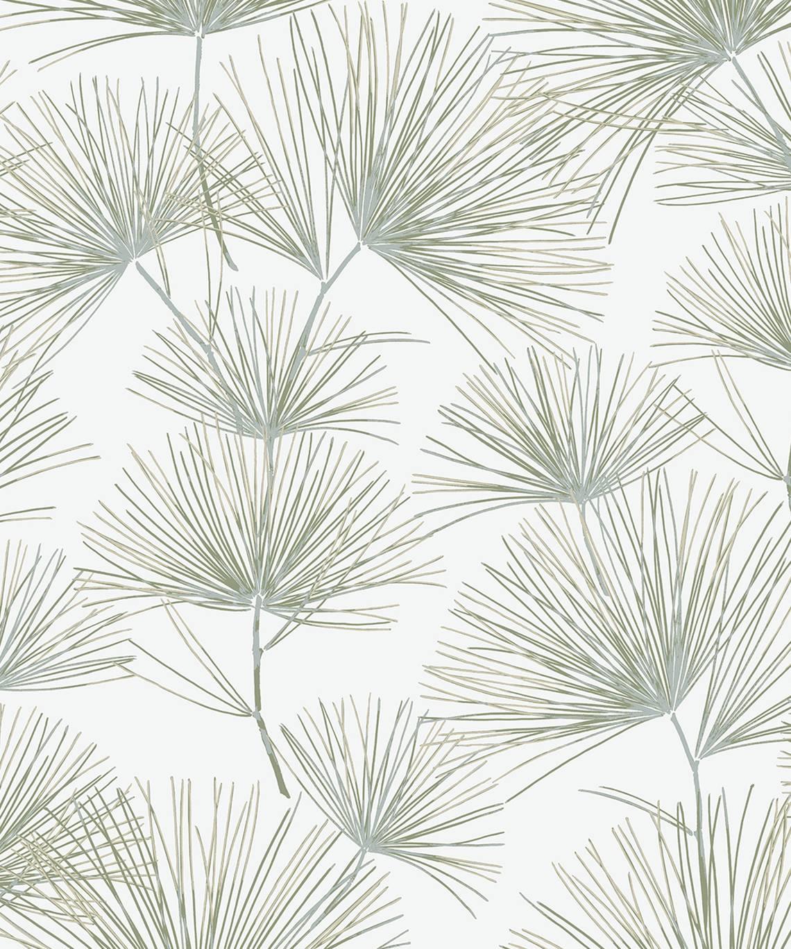 Seabrook Pine Needles Aloe Green Wallpaper