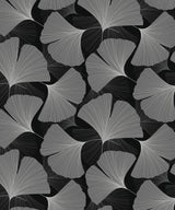 Seabrook Tossed Ginkgo Leaf Ebony & Greystone Wallpaper