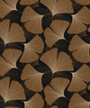 Seabrook Tossed Ginkgo Leaf Ebony & Metallic Copper Wallpaper