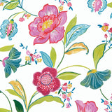 Seabrook Painterly Floral Magenta & Off-White Wallpaper