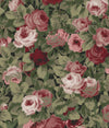 Seabrook Rose Garden Garnet & Basil Wallpaper