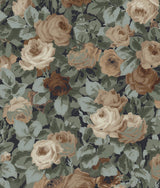 Seabrook Rose Garden Midnight Blue & Cafe Wallpaper