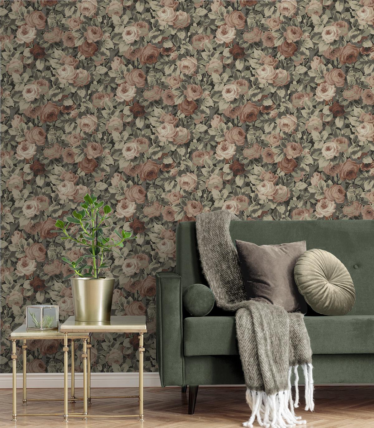 Seabrook Rose Garden Multicolor Wallpaper