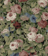 Seabrook Rose Garden Olive And Wine Wallpaper