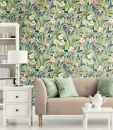 Seabrook Blossoming Birds Green Wallpaper