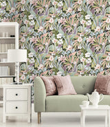 Seabrook Blossoming Birds Green Wallpaper