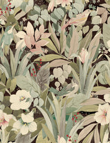 Seabrook Blossoming Birds Sage & Ash Brown Wallpaper