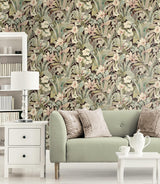 Seabrook Blossoming Birds Brown Wallpaper