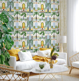Seabrook Tropical Facade Multicolor Wallpaper