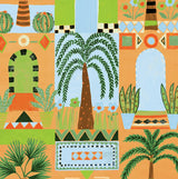 Seabrook Tropical Facade Orange Wallpaper