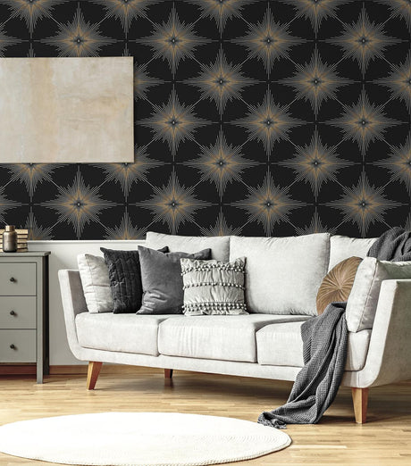 Seabrook Stellar Geo Black Wallpaper