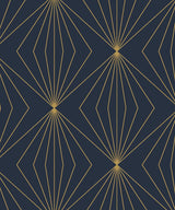 Seabrook Gem Geometric Dark Blue & Metallic Gold Wallpaper